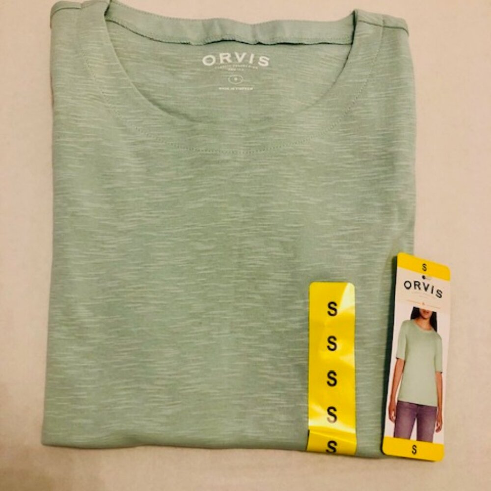 Orvis Womens Short Sleeve Pima Cotton Top Mint Green Size S